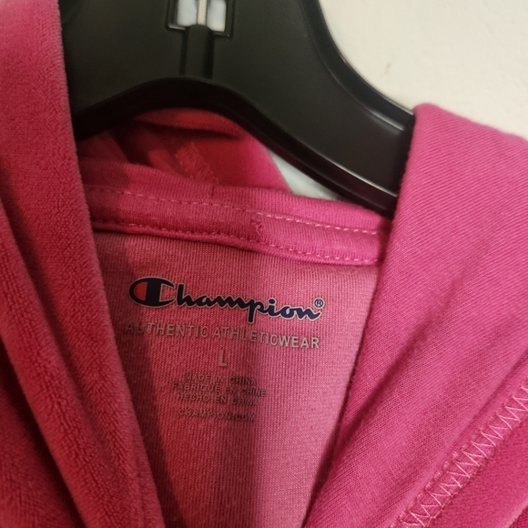 Champion Pink Velour like Pullover Hoodie Large - Picture 3 of 3